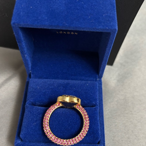 Kurt Geiger Rainbow Heart Pave Cocktail Ring - Picture 8 of 13